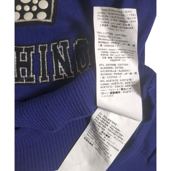Royal Blue LOVE MOSCHINO Pearly Accent Cotton Sweater SZ Medium - Picture 6 of 7